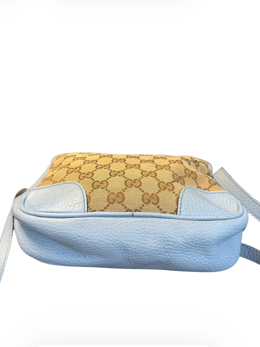 Gucci Bree GG Supreme Blue & Brown Canvas & Leather Crossbody Camera Bag - Picture 5 of 10